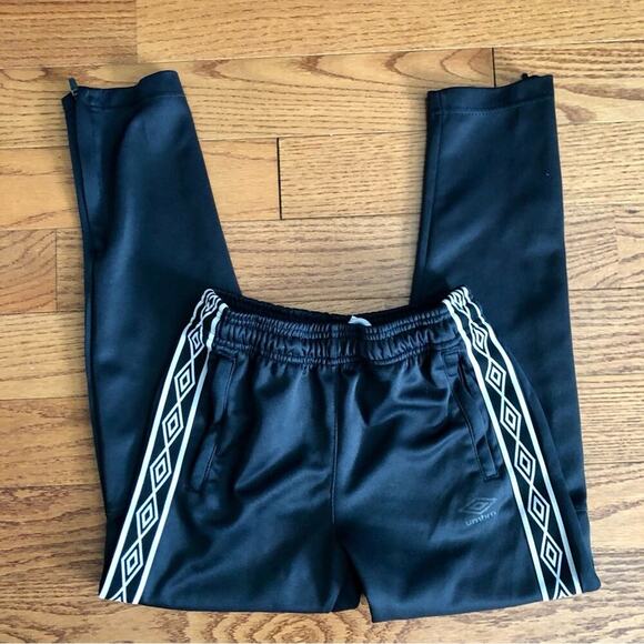 UMBRO Black Elastic Drawstring Waistband Zipper Hem Track Pants Girl’s Size L - Picture 6 of 8